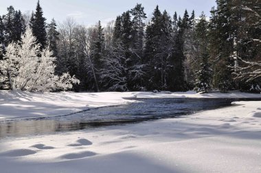 Winter river landscape clipart