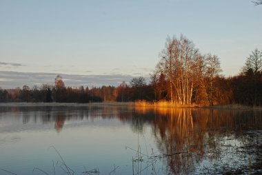 Calm lake reflection clipart