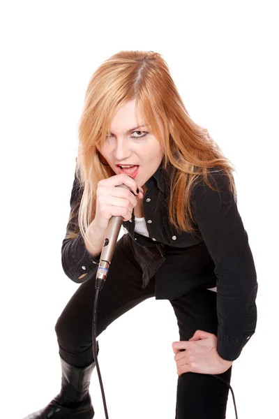 Portrait of female rock singer — Stock Photo, Image