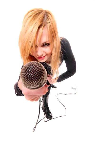 Portrait of female rock singer — Stock Photo, Image