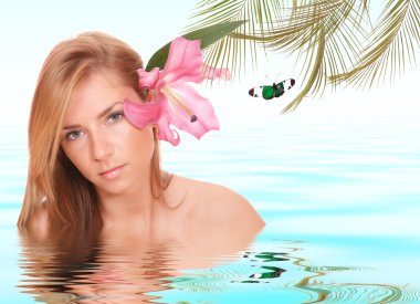 Attractive woman getting spa treatment clipart