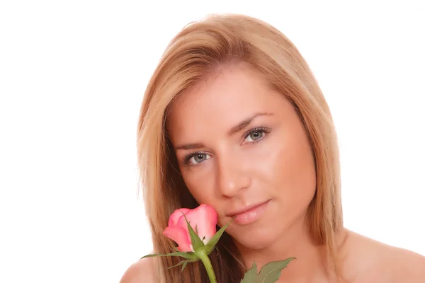 Hermosa mujer con flor —  Fotos de Stock