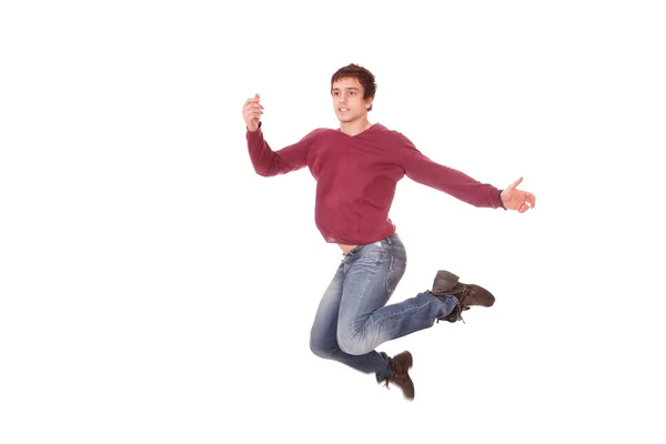 Jonge man springen opgewonden — Stockfoto
