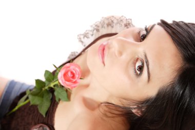 flowe ile güzel bir kadın portresi