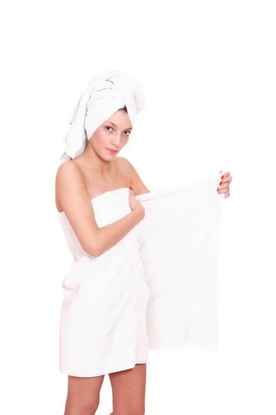 Žena pod ručníky — Stock fotografie