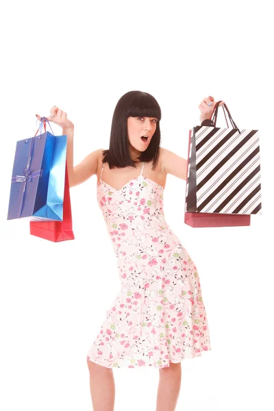 Alışveriş kadın gülümsüyor — Stok fotoğraf