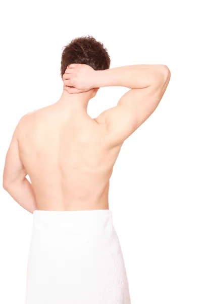 Young, handsome man overwraped by towel — Stock Photo, Image