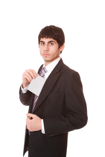 Businessman presenting card — Stock Photo, Image