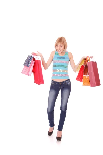 Shopping kvinnor ler — Stockfoto