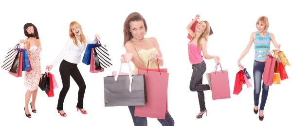Grupo de meninas de compras — Fotografia de Stock