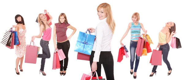 Grupa dziewcząt, zakupy — Zdjęcie stockowe