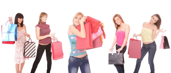 Group of shopping girls — Stock Photo, Image
