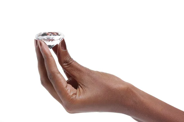 Female hand holding diamond — Stock Photo, Image