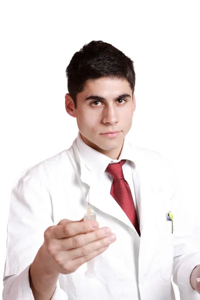 Médico segurando seringa — Fotografia de Stock