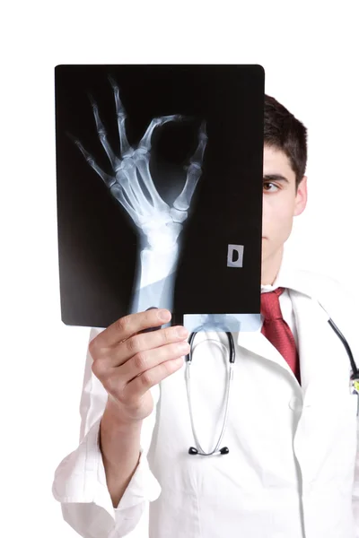 Yetişkin erkek doktor ortalarında beyaz — Stok fotoğraf