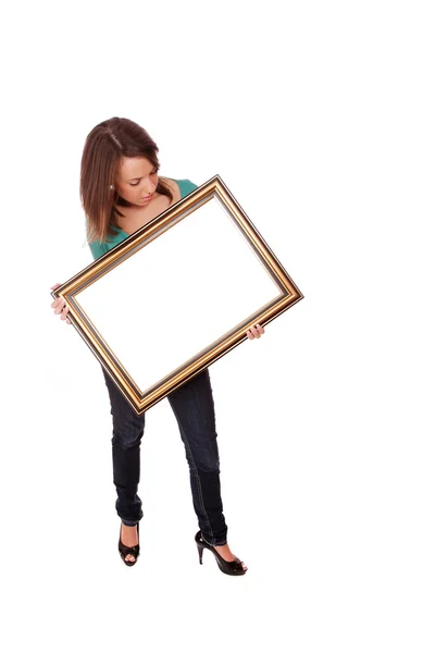 stock image Fashion woman with a frame