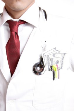 Doctor with stethoscope and money clipart