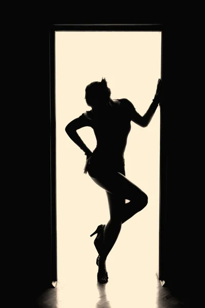 Silhouette of a beautiful young woman — Stock Photo, Image