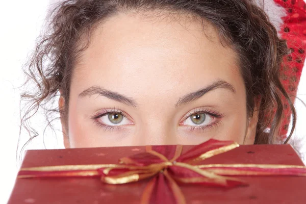 Girl Holding Christmas Gift — Stock Photo, Image