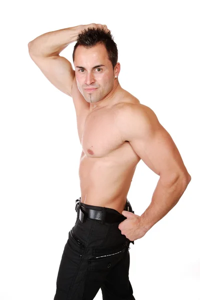 섹시 한 근육 질의 남자 흰색 절연 — 스톡 사진