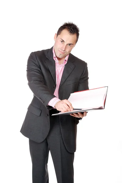 Confident businessman with notebook — Stock Photo, Image