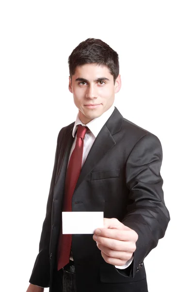 Biznesmen przedstawienie karty — Zdjęcie stockowe