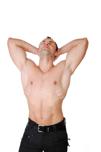 Sexy svalnatý muž izolovaných na bílém — Stock fotografie