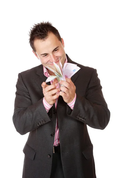Ritratto di un uomo d'affari in possesso di denaro — Foto Stock