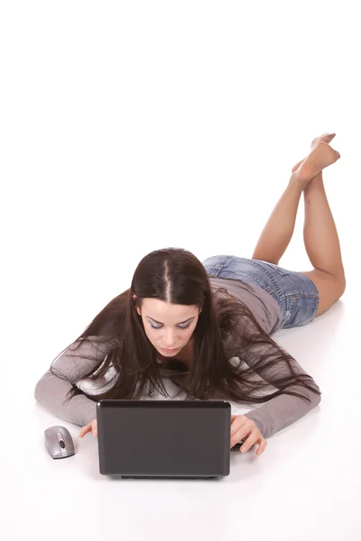 Alkalmi nő egy laptop — Stock Fotó