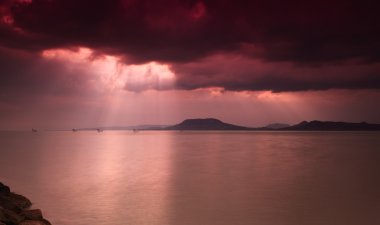 Dramatic sky over Lake Balaton clipart