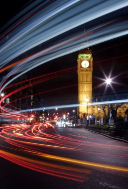 Big traffic in London at the Big Ben clipart