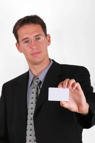 Üzletember-kártyával — Stock Fotó