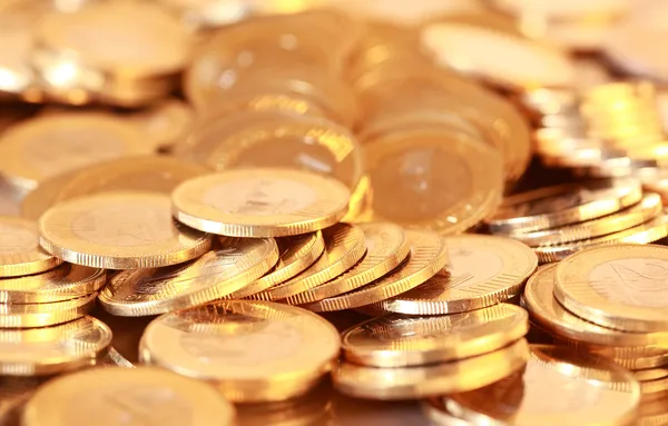 Grupo de moedas de ouro — Fotografia de Stock
