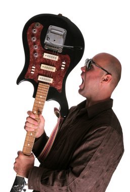 Shouting guitar player clipart