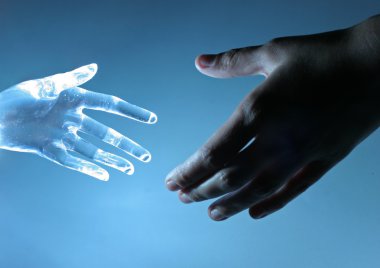 Human and artifical hand clipart