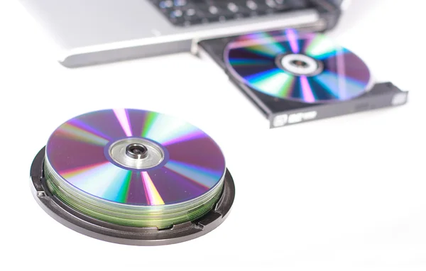Laptop com DVD — Fotografia de Stock