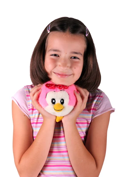 Молодая девушка с плюшевой игрушкой — стоковое фото