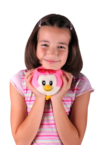 Giovane ragazza con peluche giocattolo — Foto Stock