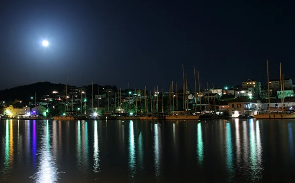 stock image Beautiful cityscape at night in Trogir