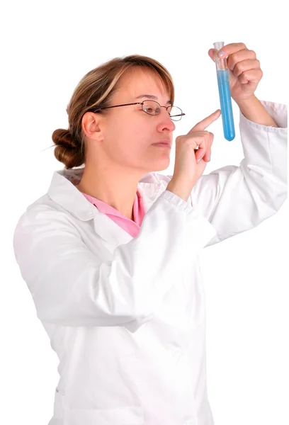 Asistente de laboratorio con tubo de ensayo — Foto de Stock