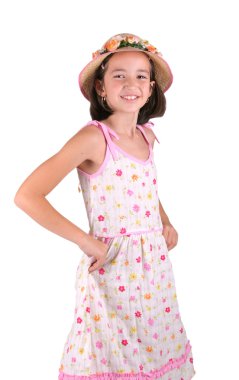 Young girl in springlike cloth clipart