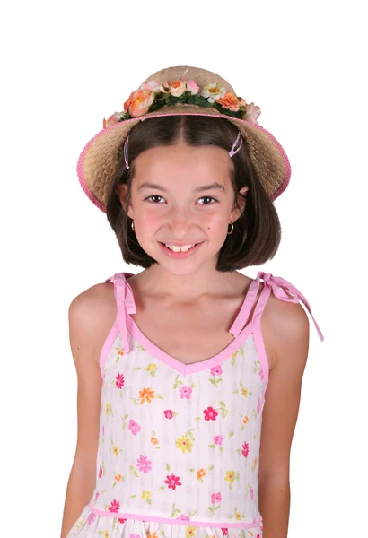 Fiatal lány tavaszias ruhával — Stock Fotó