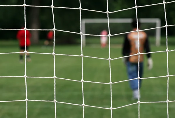 Campo de fútbol lanzar soccernet — Foto de Stock