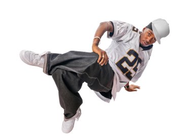 Young hip-hop dancer on white clipart
