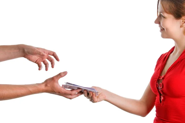 Hands accepting the money — Stock Photo, Image