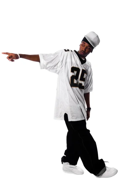 Young hip-hop dancer on white — Stock Photo, Image
