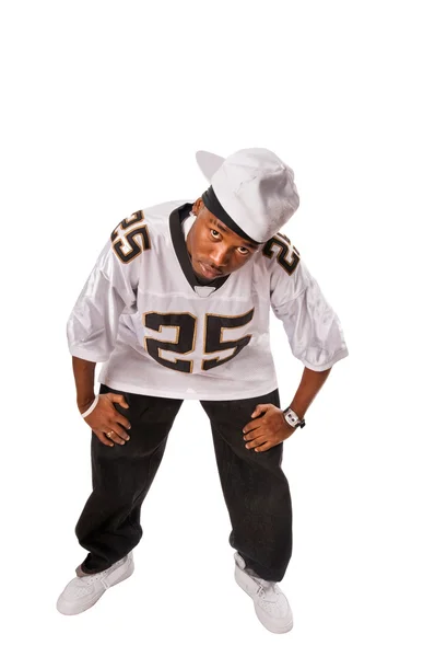 Młoda tancerka hip-hopu, stojąc na biały — Zdjęcie stockowe