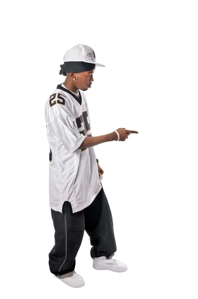 Νεαρή χορεύτρια hip-hop σε λευκό — Φωτογραφία Αρχείου