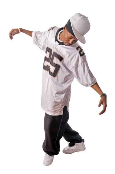 Junge Hip-Hop-Tänzerin auf weiß — Stockfoto