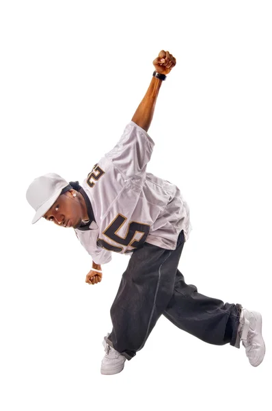 Jonge hip-hop danser op wit — Stockfoto